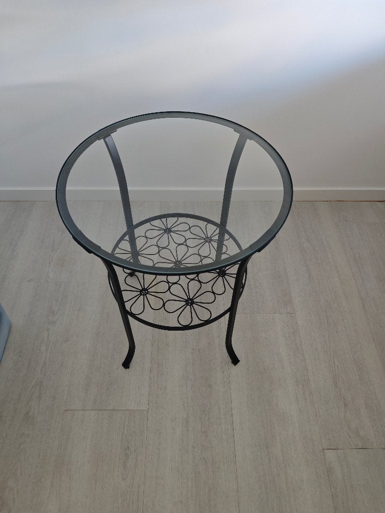 Metalen bijzettafel, Huis en Inrichting, Ophalen, Minder dan 55 cm, Metaal of Aluminium, Rond