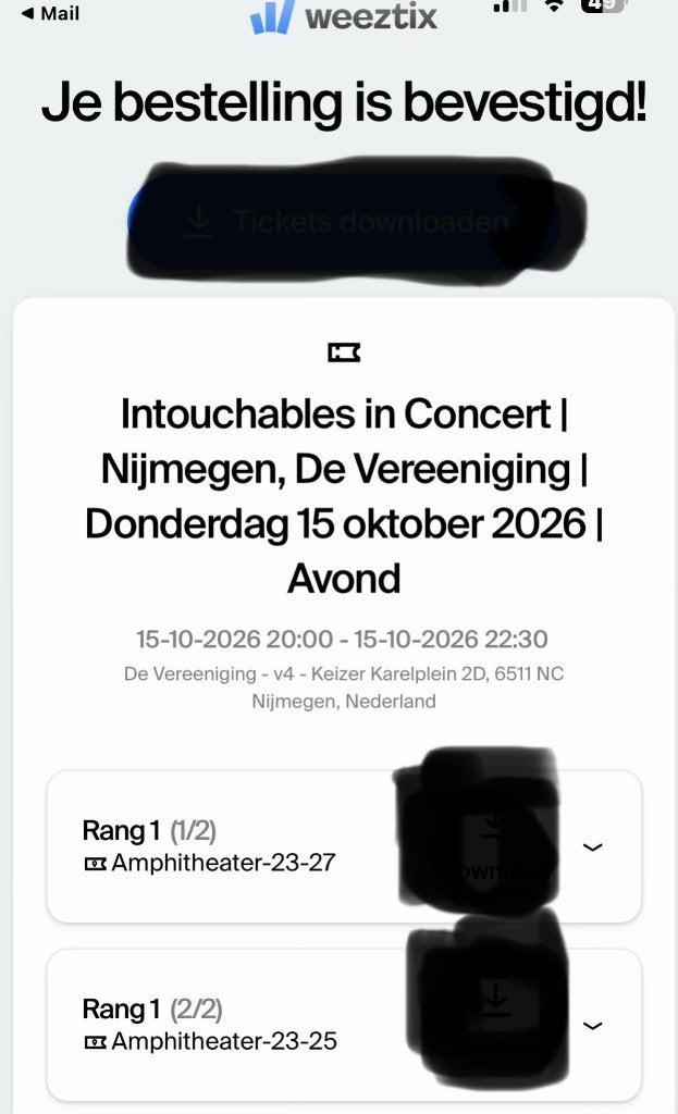 Intouchables in concert Nijmegen 15/10/2026, Twee personen, Oktober