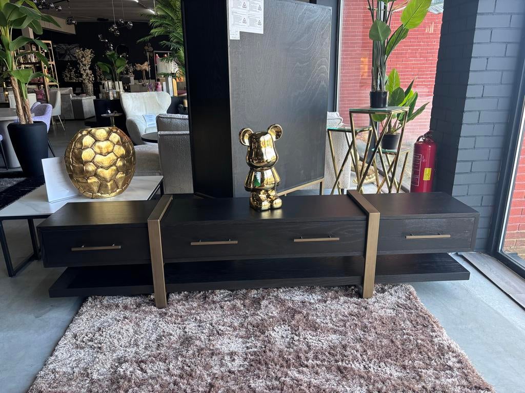 Richmond Interiors Cambon TV-meubel -  brass goud, Ophalen, 150 tot 200 cm, Zo goed als nieuw, Minder dan 100 cm
