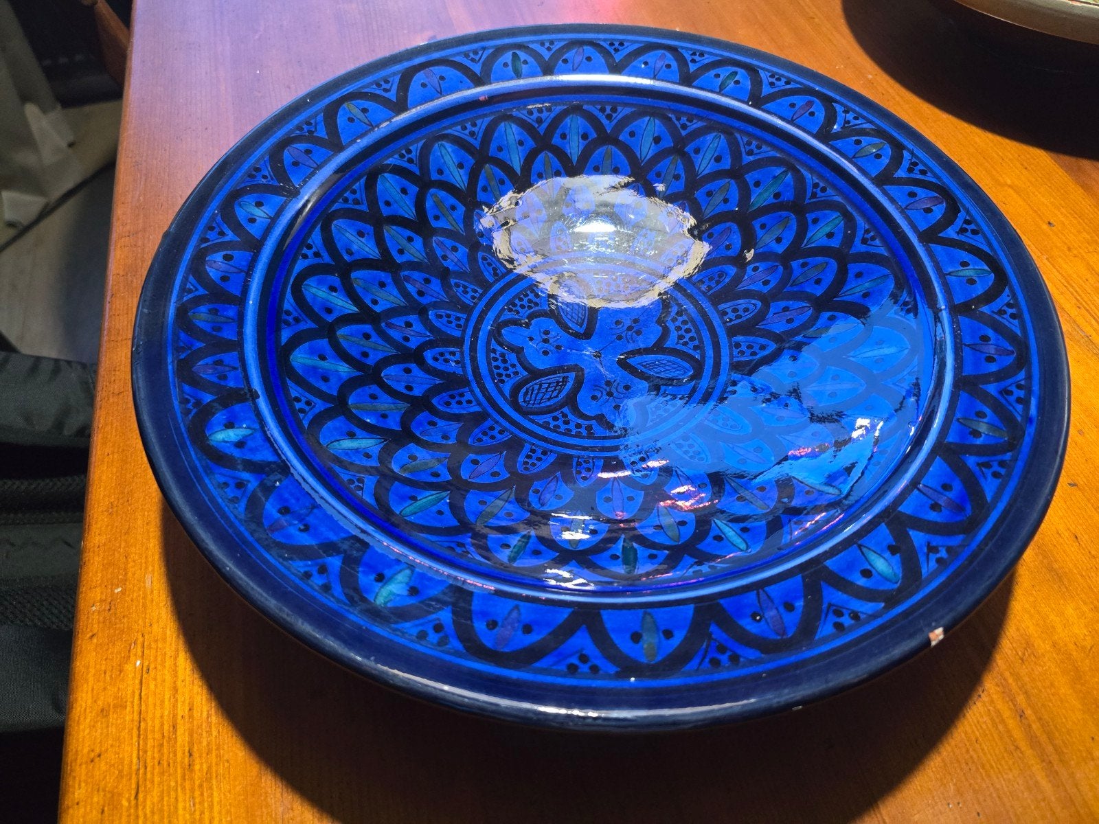 Decoratieve blauwe schaal met Marokkaans patroon, Ophalen