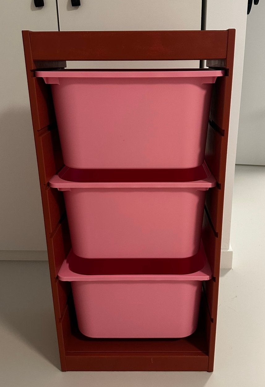 IKEA Trofast terracotta met roze bakken, Zo goed als nieuw, Minder dan 50 cm, Ophalen, Minder dan 90 cm