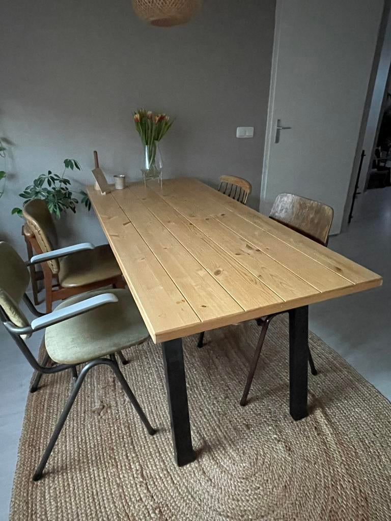 Houten eettafel, Ophalen, 200 cm of meer, 50 tot 100 cm, Zo goed als nieuw