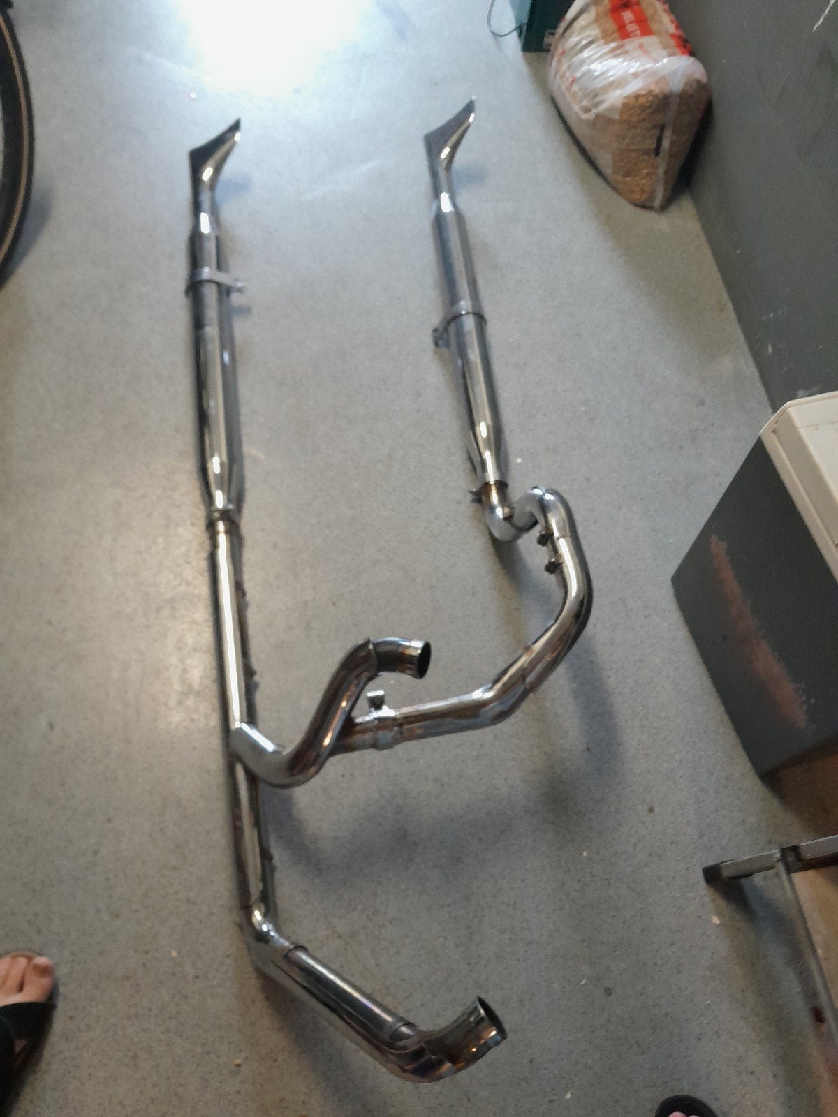 Harley davidson fishtail uitlaat - Chroom, Motoren, Ophalen, Gebruikt