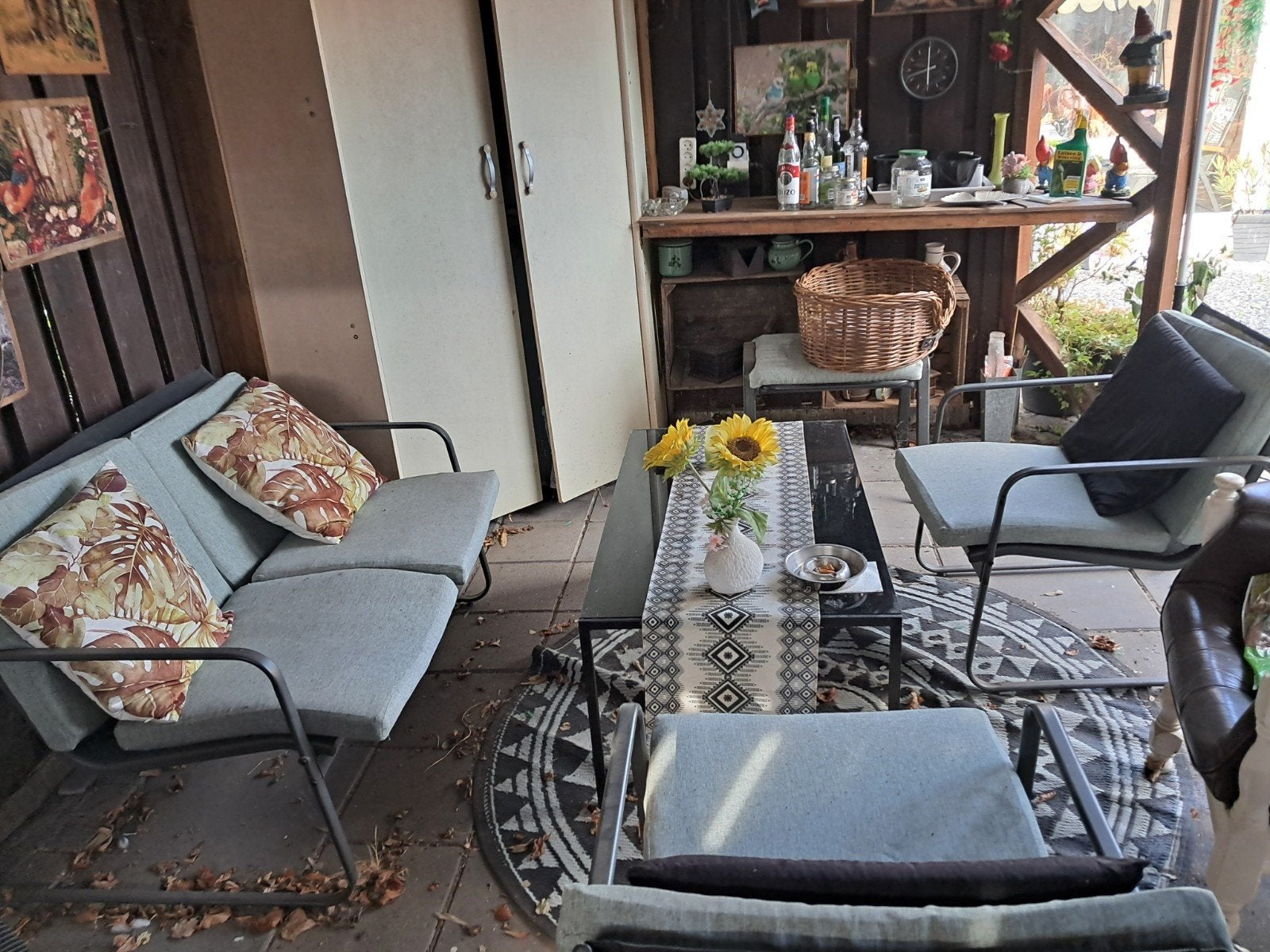 tuin setje bankje tafeltje 2 stoelen, Ophalen, 4 zitplaatsen, Gebruikt, Aluminium