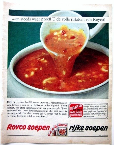41 vintage advertenties reclames Royco soep 1950-66 soepen, Ophalen of Verzenden, Gebruikt, Overige typen