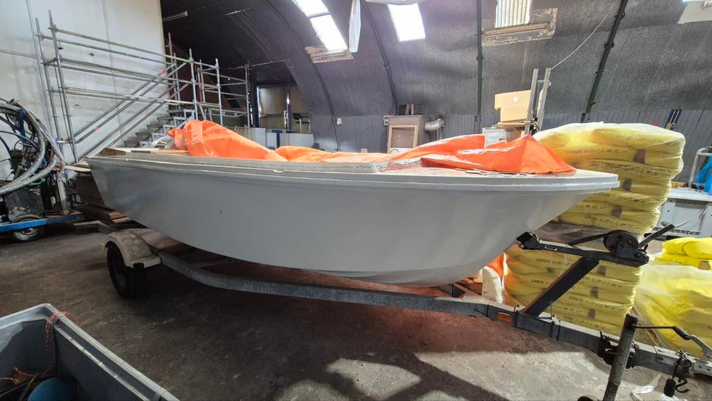 boot met Honda 60pk buitenboordmotor sloep visboot, Ophalen, Gebruikt, 50 pk of meer, Tot 6 meter