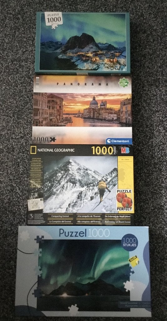 4 Puzzels 1000 stukjes, Ophalen of Verzenden, 500 t/m 1500 stukjes, Zo goed als nieuw, Legpuzzel