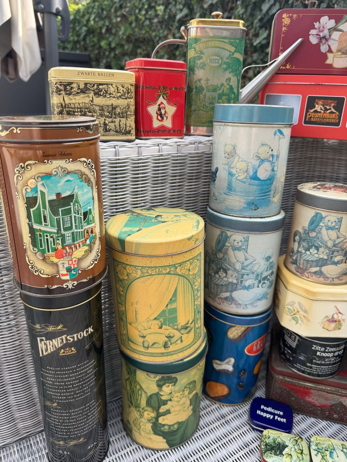 Grote collectie vintage blikken en trommels, Ophalen of Verzenden, Gebruikt