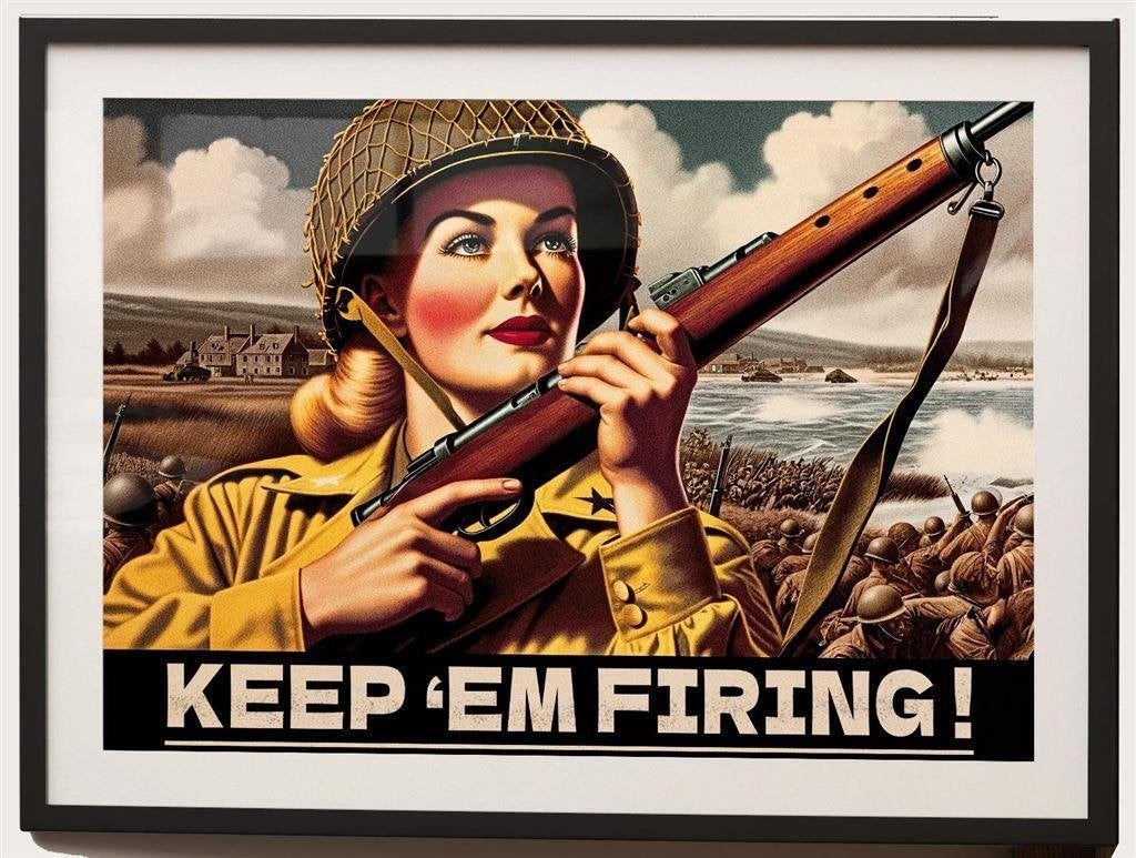 USA Propaganda WW2 Pin up Leger Poster Affiche, Verzenden, Nederland, Foto of Poster