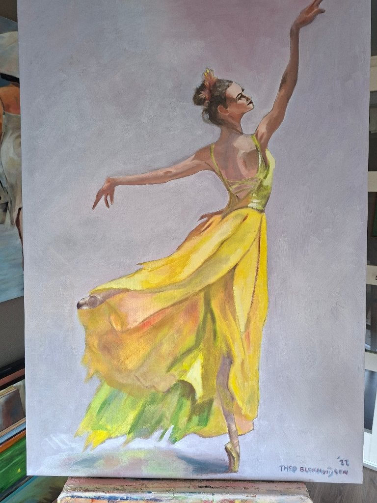 Olieverf schilderij Ballerina, Ophalen, Olieverf, Op houten frame, Portret