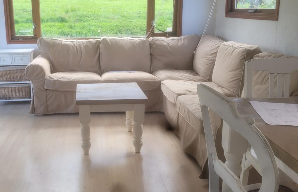 Ektorp hoekbank 4 zits lichtbeige, Huis en Inrichting, Banken | Bankstellen, Hoekbank, 75 tot 100 cm, Ophalen of Verzenden, Stof