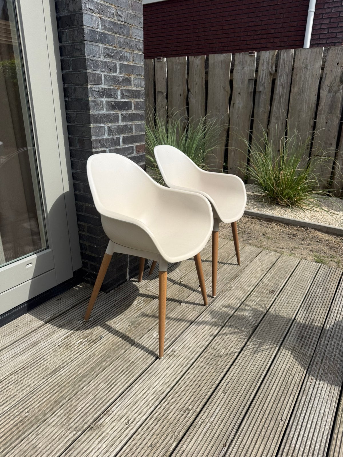 Beige tuinstoelen, Tuin en Terras, Ophalen of Verzenden, Zo goed als nieuw, Kunststof
