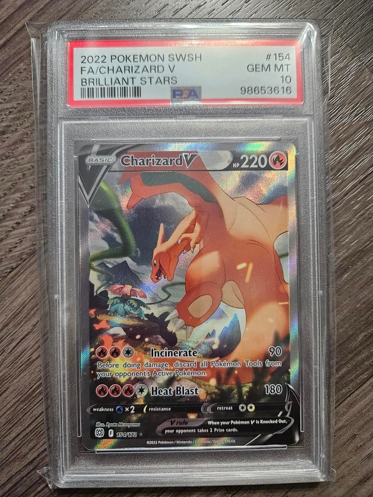 Charizard V 154/172 Brilliant Stars Pokémon Kaart, Ophalen, Nieuw, Losse kaart, Foil