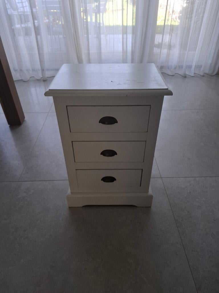 Brocante massief hout nachtkastje, Ophalen, Gebruikt, Minder dan 45 cm, 55 tot 70 cm