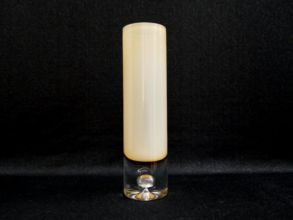 Design - vaas met bel in voet  UITVERKOOP!!!!!!!!!!!, Antiek en Kunst, Verzenden, Vaas, 25 cm, Geel