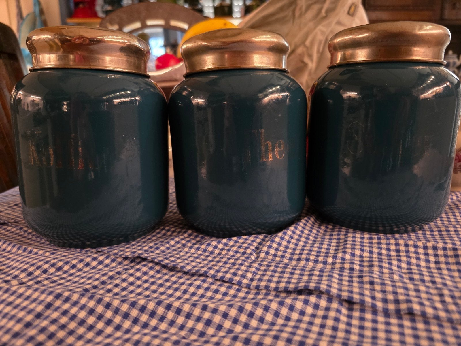 Vintage voorraadpotten set (3 stuks) - Koffie, Thee, Suiker, Ophalen of Verzenden