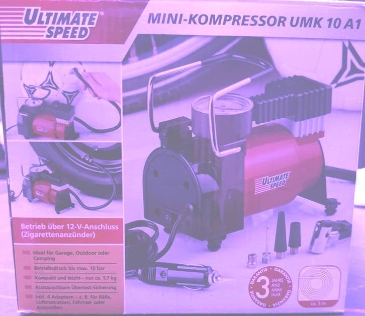 Ultimate Speed Mini-Kompressor UMK 10 A1, Ophalen, Gebruikt, 6 tot 10 bar, Minder dan 200 liter/min