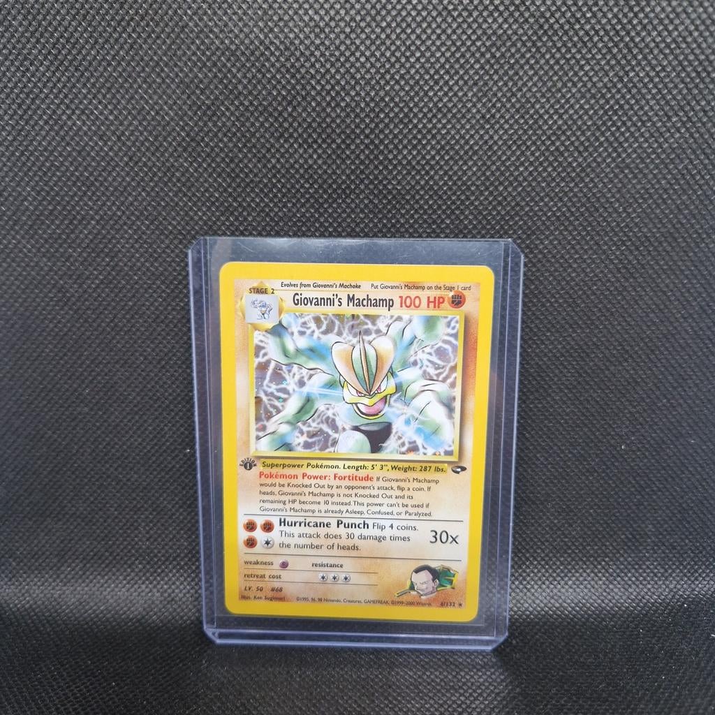 Giovannis Machamp 1st Edition Gym Challenge NM, Hobby en Vrije tijd, Verzamelkaartspellen | Pokémon, Ophalen of Verzenden, Zo goed als nieuw