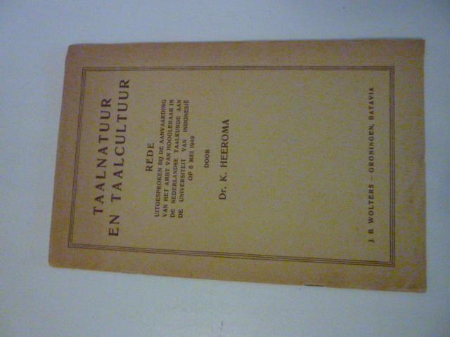 K.Heeroma - Taalnatuur en taalcultuur[rede], Boeken, Verzenden, Gelezen