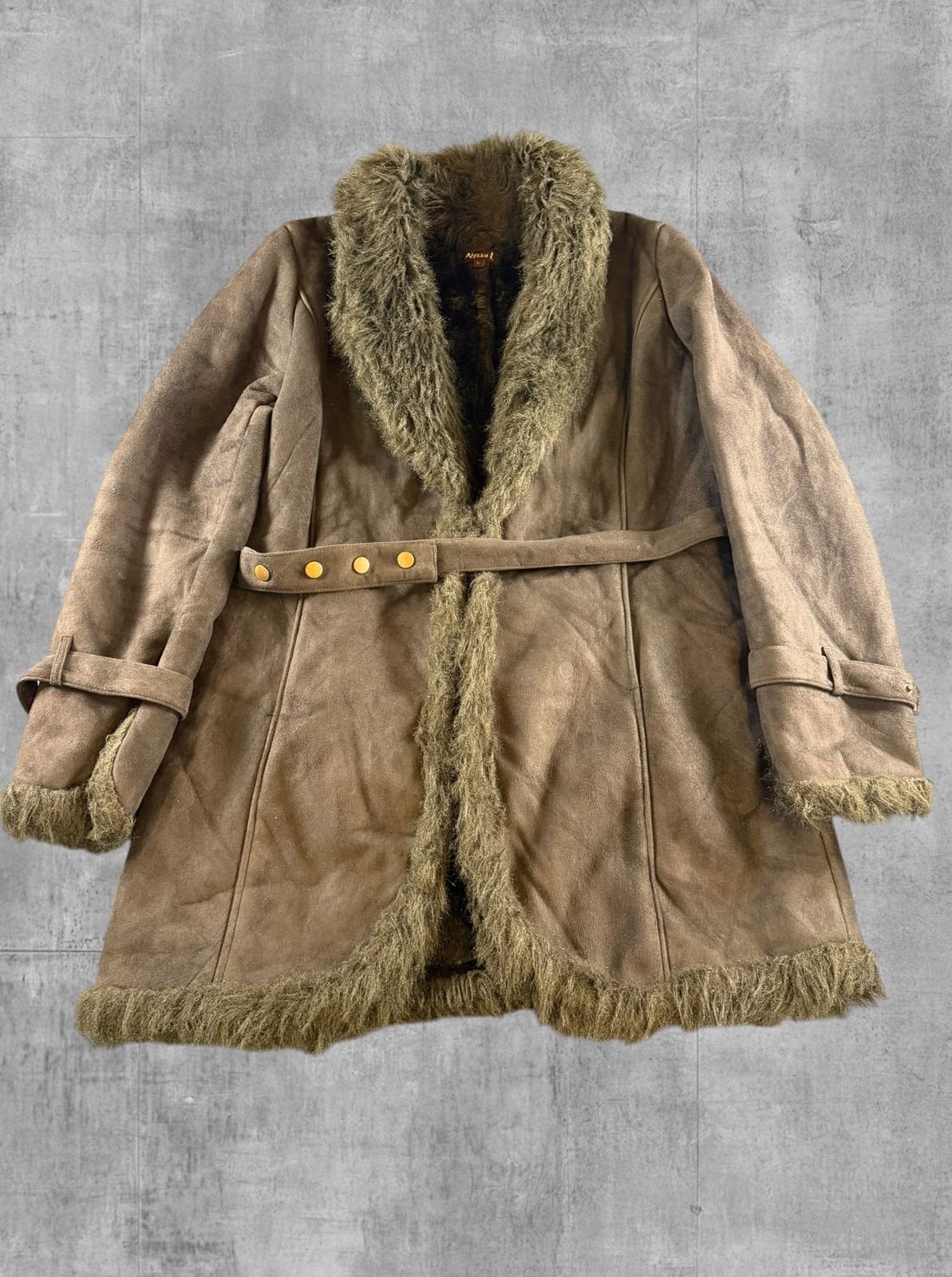 Zwarte lammy jas met Afghaanse uitstraling (penny coat /, Bayline Vintage Trading, Verzenden, Zwart, Maat 42/44 (L)