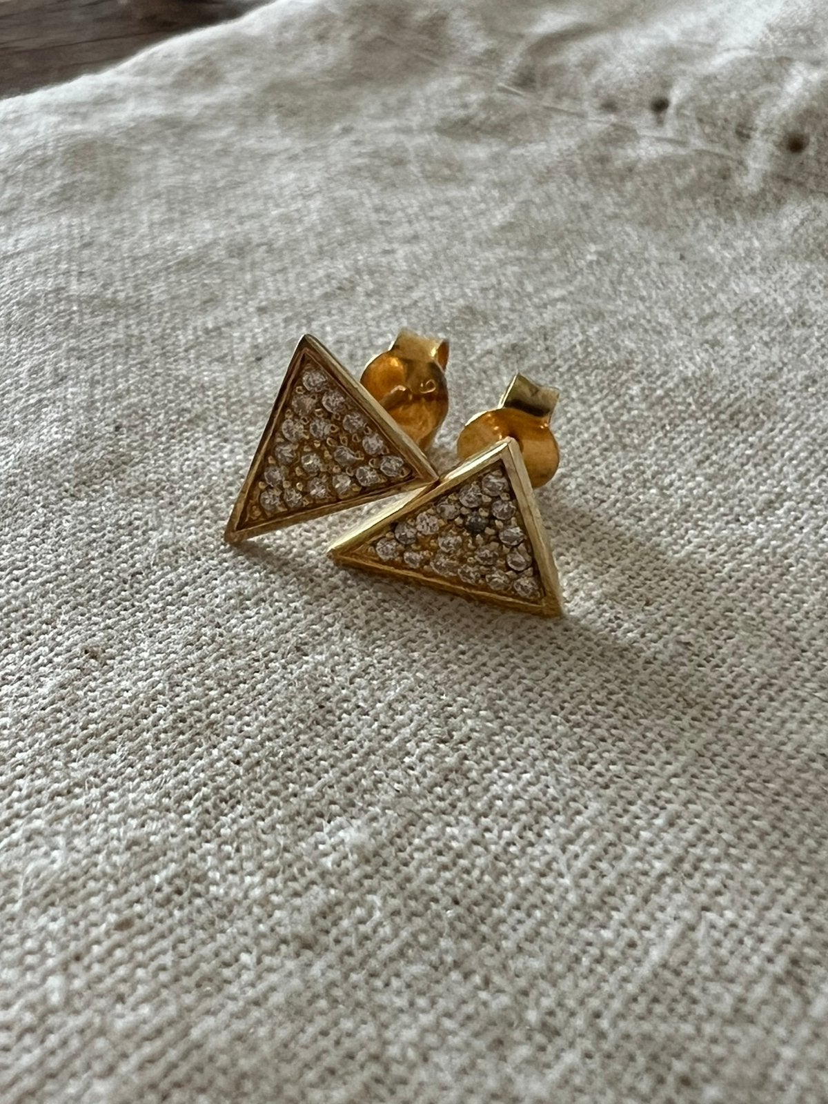Zilveren 925 goud vergulde oorbellen 8x10mm met zirkonia, Ophalen of Verzenden, Zo goed als nieuw, Goud, Zilver