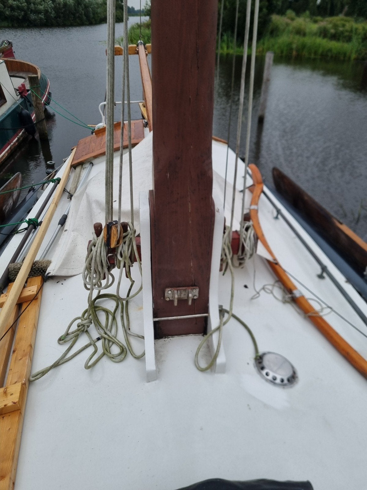 rondhouten platbodem 9,5 meter te koop, Watersport en Boten, Gebruikt, Overige brandstoffen, Vd Werff, Ophalen of Verzenden
