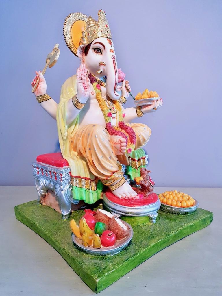 GANESHA KUNSTWERK RESIN/MARMER 36 CM (10 KG)!, Ophalen of Verzenden, Zo goed als nieuw, Religie