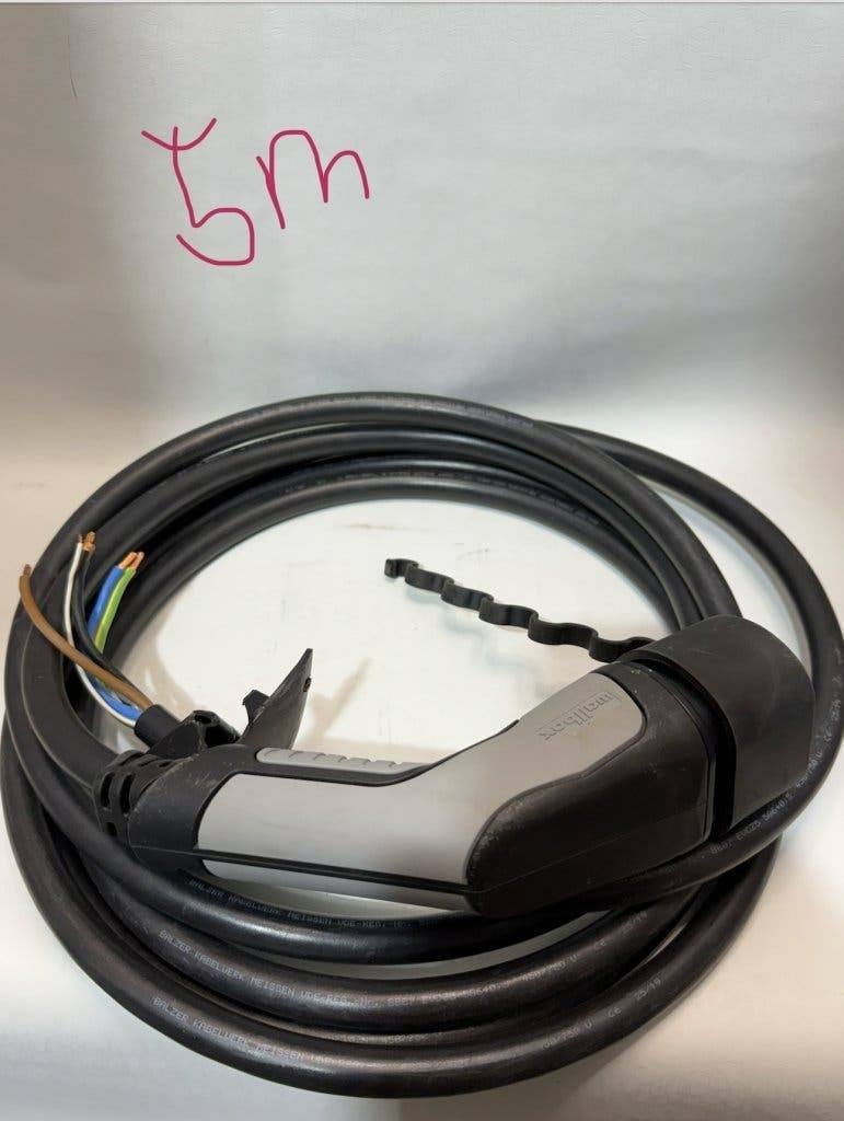 Laadkabel type 2 - 3 fase 32A - 5 meter gebruikt, Audio, Tv en Foto, Audiokabels en Televisiekabels, Gebruikt, Scartkabel, Ophalen of Verzenden