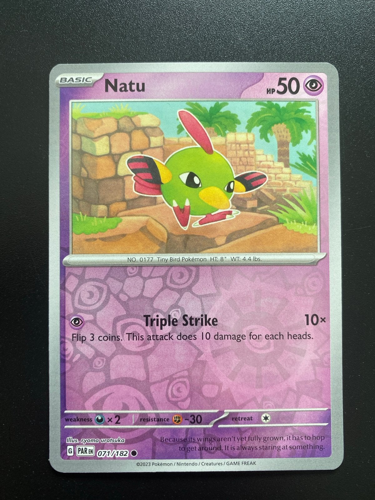 Natu 071/182 Reverse Holo Pokémon Paradox Rift, Ophalen of Verzenden, Zo goed als nieuw, Losse kaart, Foil