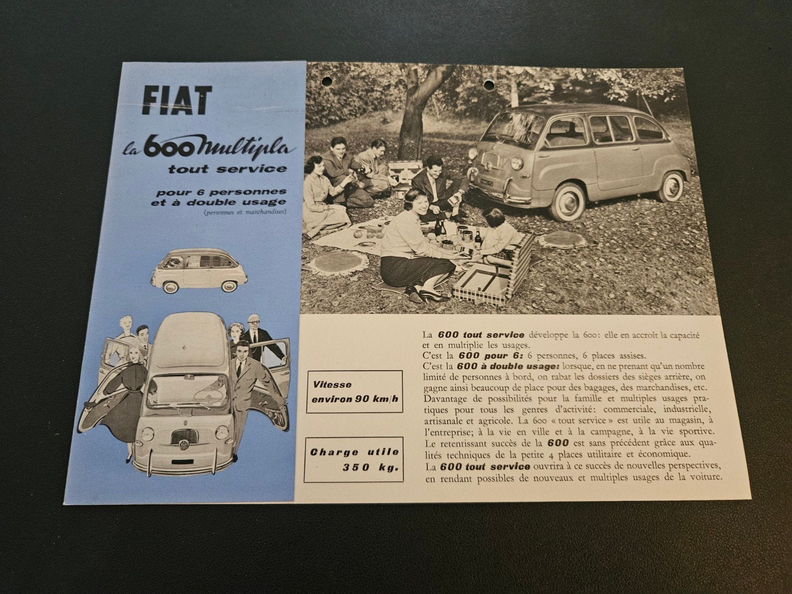 Leaflet Fiat 600 Multipla, Ophalen of Verzenden, Zo goed als nieuw, Overige merken