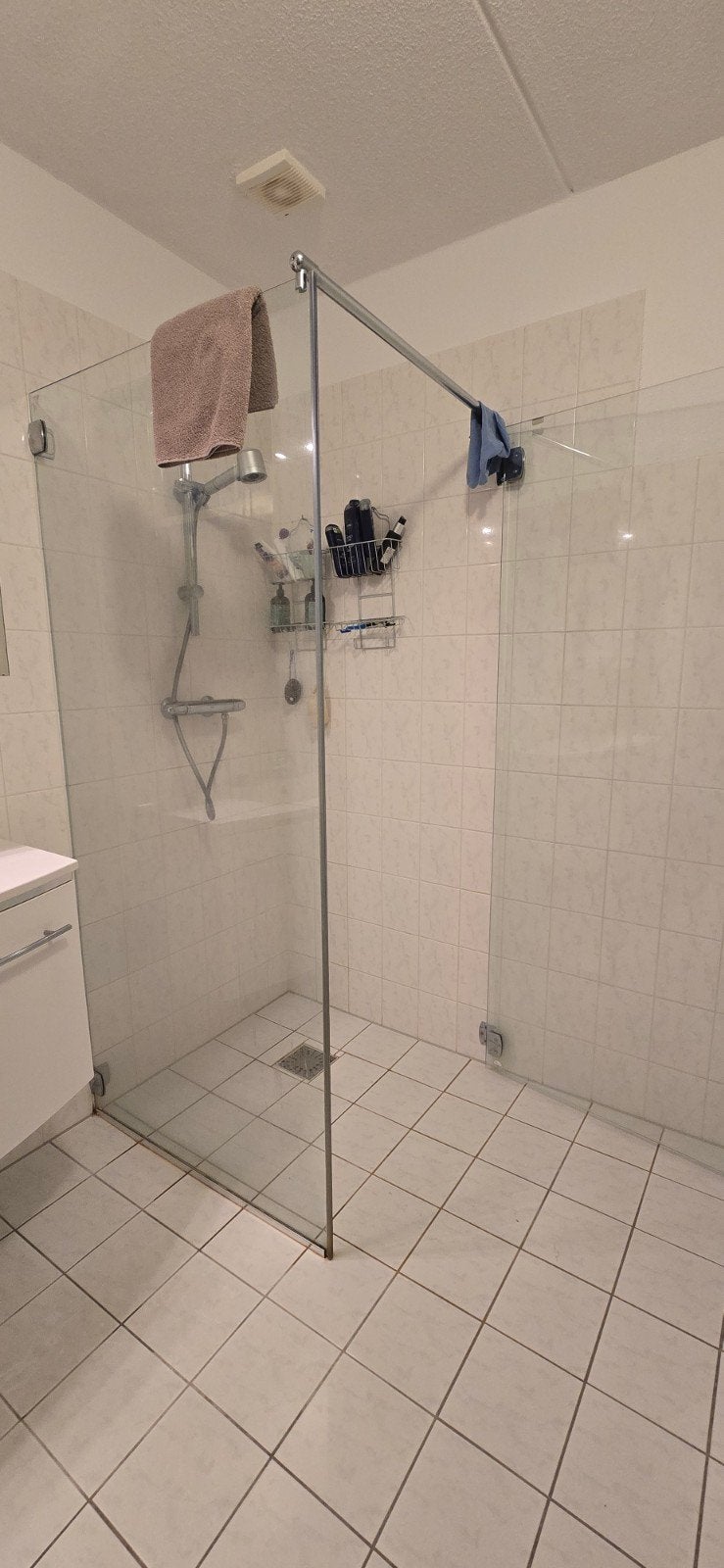 Vrijstaande Douchecabine 90x90 met Deur en Veiligheidsglas, Ophalen, Gebruikt, Met douche