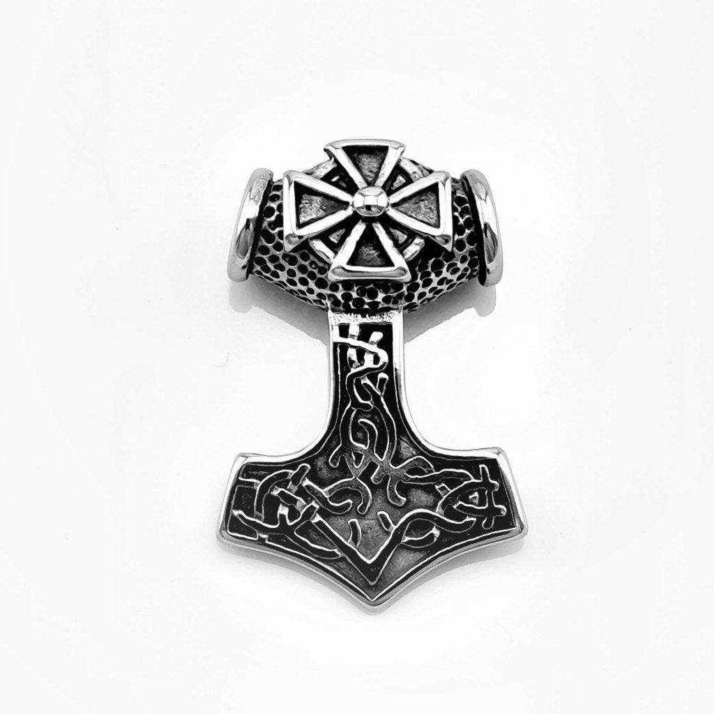 Thor s Hammer Stalen Hanger Maltezer Kruis Zilverkleur RVS, Overige materialen, Birgitta-Gracht 33, 6465 EL Kerkrade, Nederland
