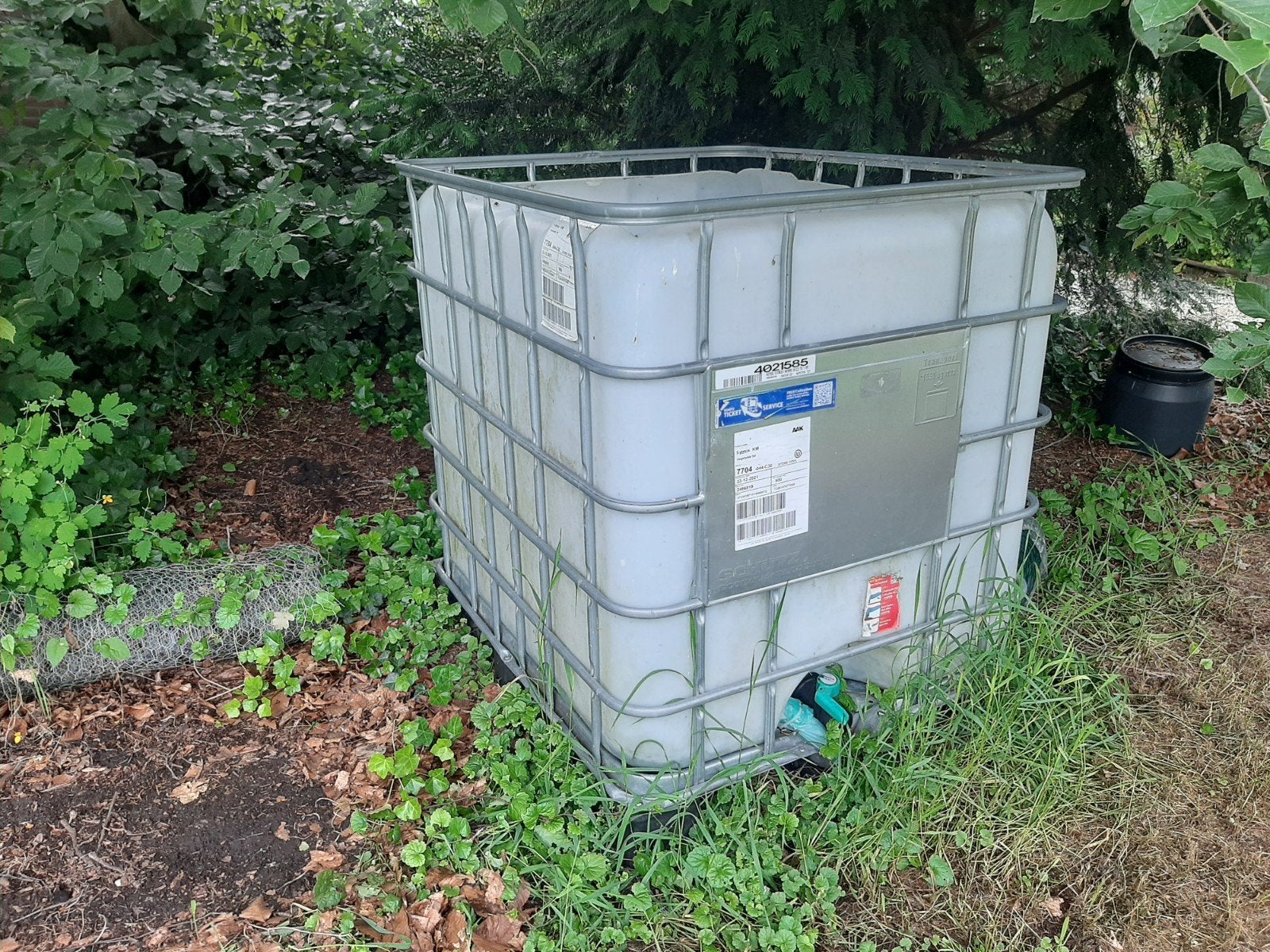 IBC 1000 liter op kunststof pallet., Ophalen, Kunststof, Met kraantje, 150 liter of meer