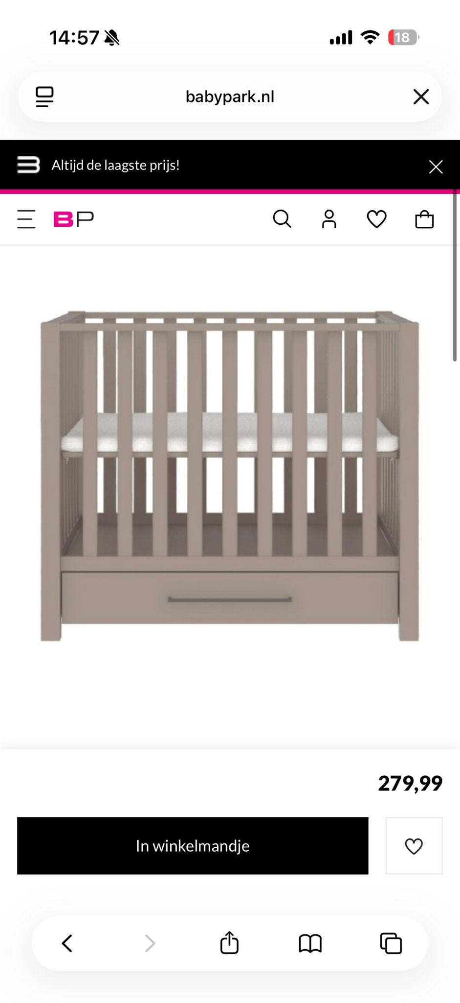 Europe Baby Casper Box Met Lade II Chestnut + Matras & Hoes, Ophalen of Verzenden, Zo goed als nieuw, Vierkant, Lade