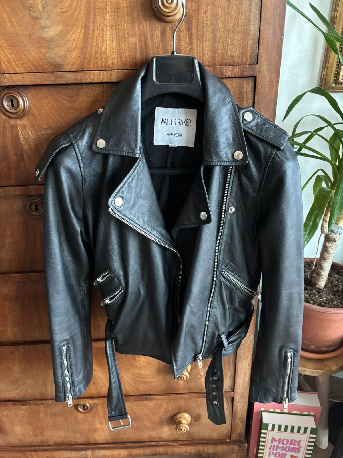 Leren bikerjacket Ted Baker, Ophalen of Verzenden, Zo goed als nieuw, Zwart