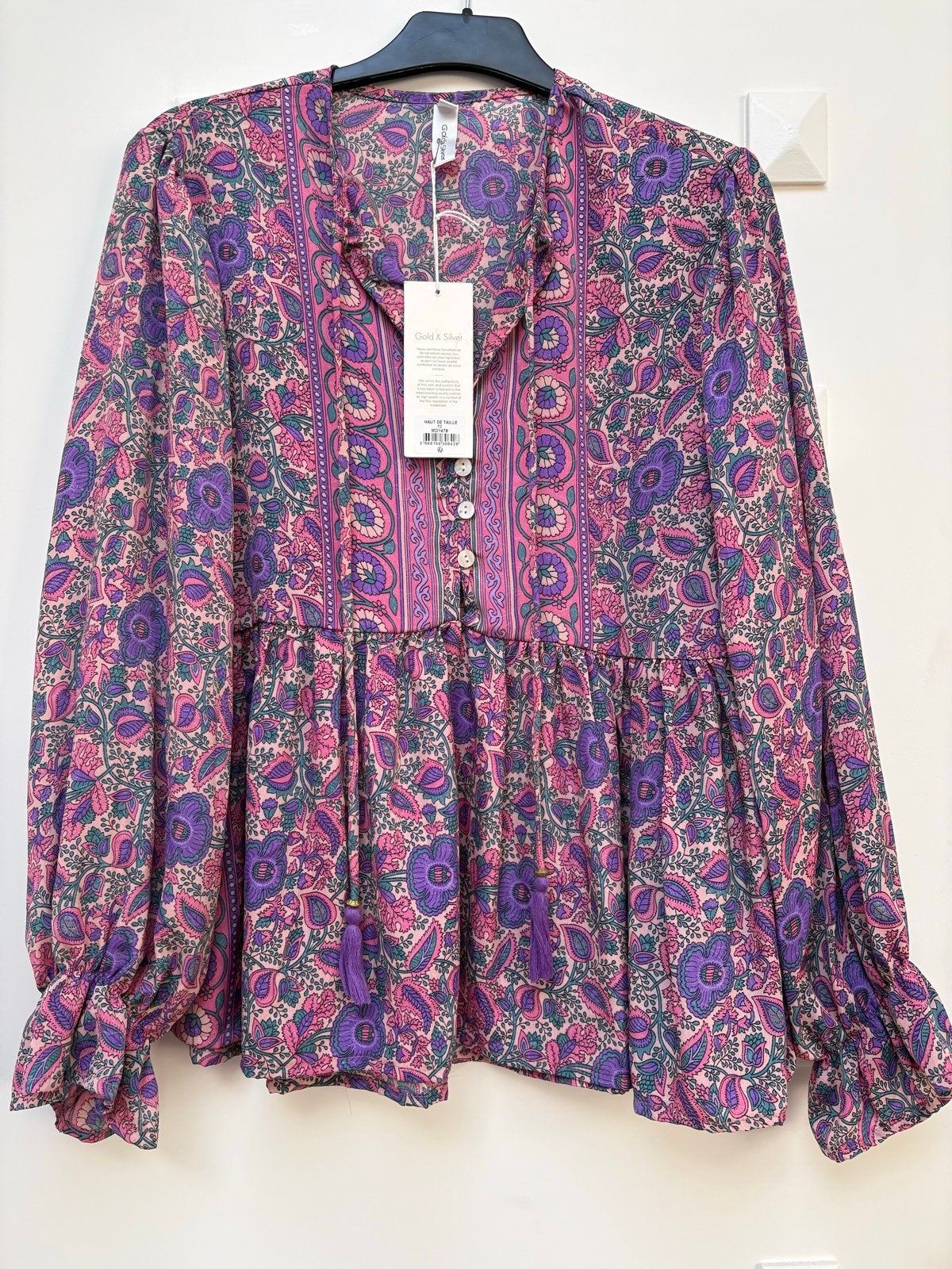 Viscose Blouse Boho Ibiza Stijl Roze Paars Universele Maat, Ophalen of Verzenden, Nieuw, Maat 38/40 (M), Roze