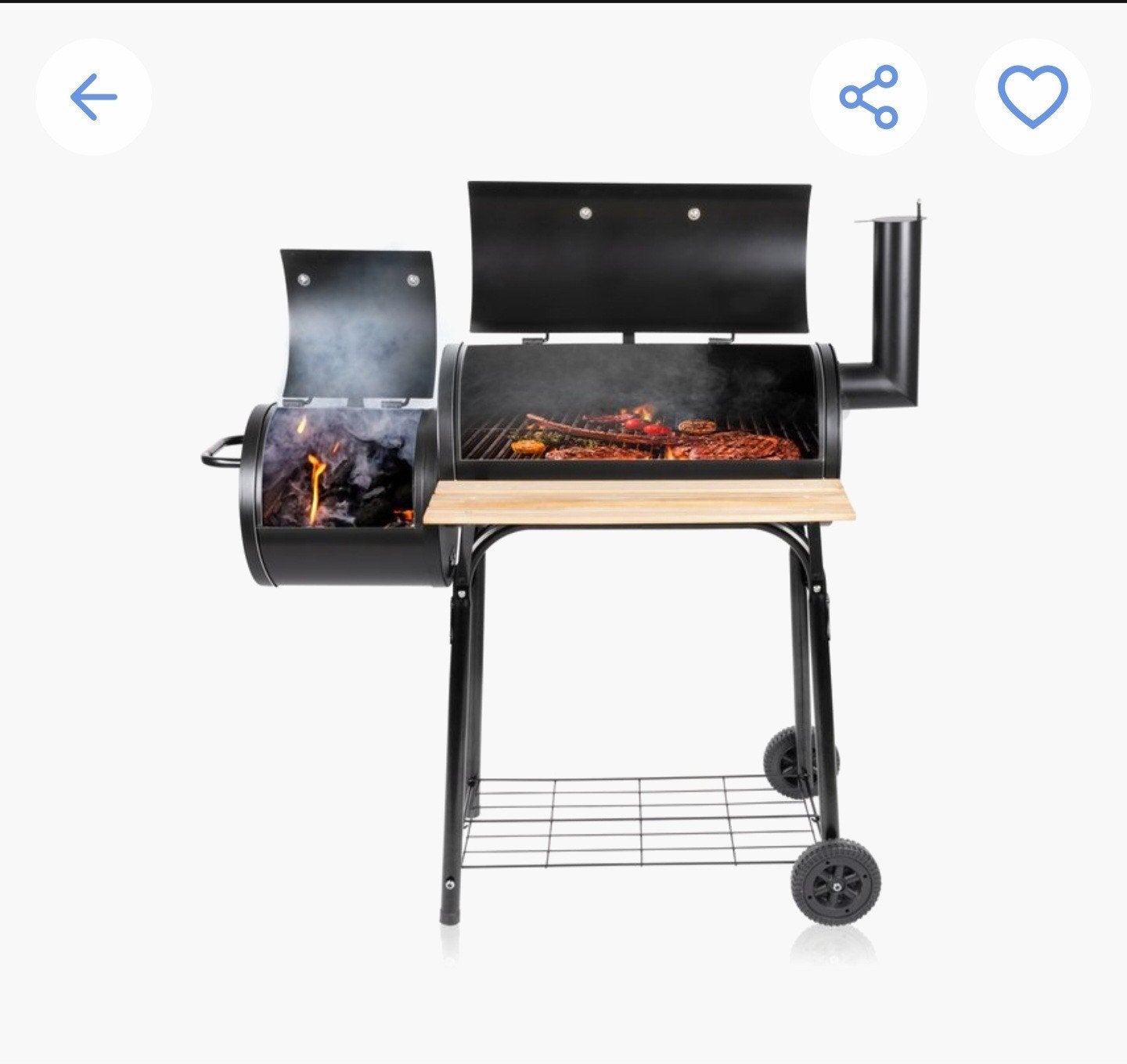 BBQ Smoker Grill met Zijbrander en Werkblad, Tuin en Terras, Ophalen, Nieuw, Onbekend