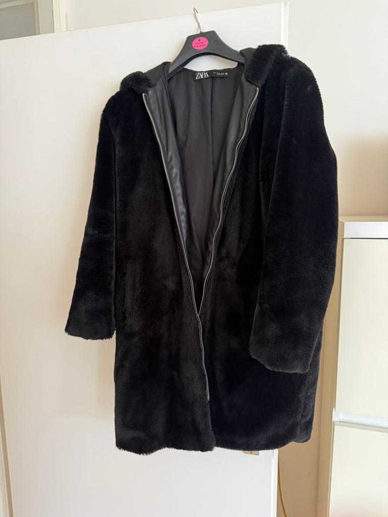 ZARA teddy jas zwart maat S, Kleding | Dames, Jassen | Winter, Ophalen, Zo goed als nieuw, Maat 36 (S), Zwart