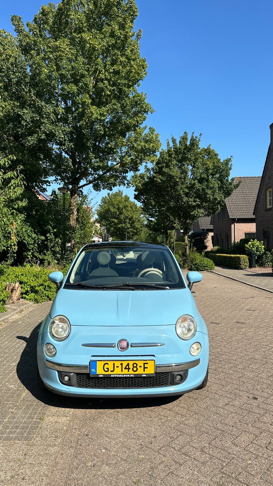 Fiat 500 Blauw panorama dak, Auto's, Voorwielaandrijving, 31 €/maand, 905 kg, 24 km/l