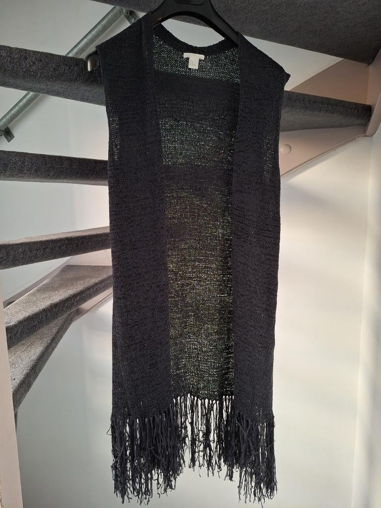 Zwart gebreid vest met franjes, Kleding | Dames, Maat 38/40 (M), Zwart, Ophalen of Verzenden, Onbekend