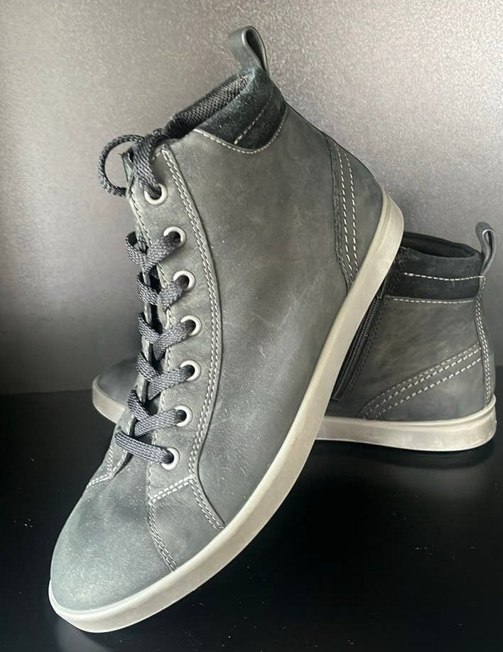 Ecco dames schoenen - Maat 39 - Zwart grijs leer, Ophalen of Verzenden, Zo goed als nieuw, Zwart