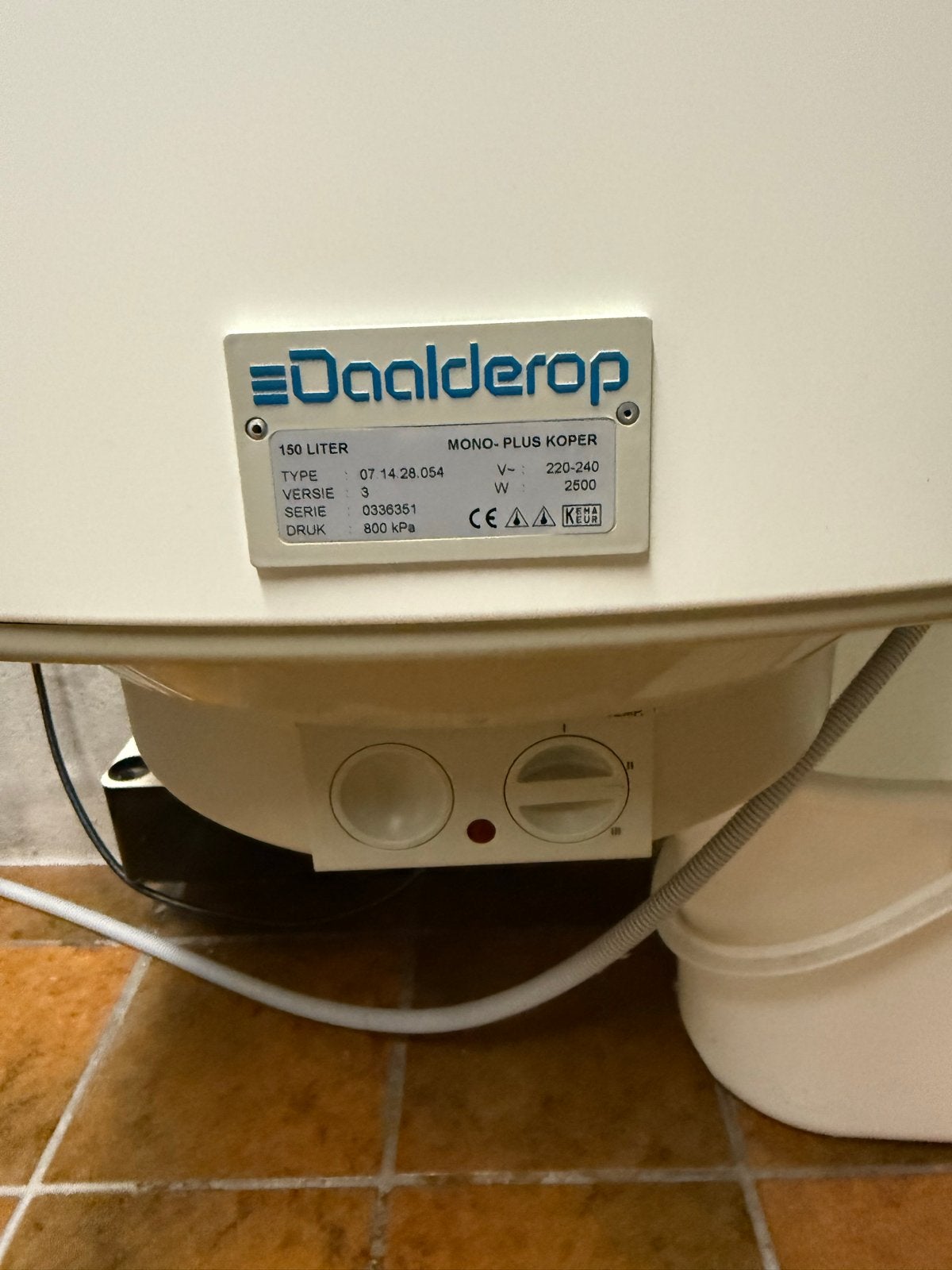 Daalderop Boiler 150 Liter - Mono-Plus Koper, Doe-het-zelf en Verbouw, Geisers en Boilers, Ophalen, Gebruikt, 100 liter of meer