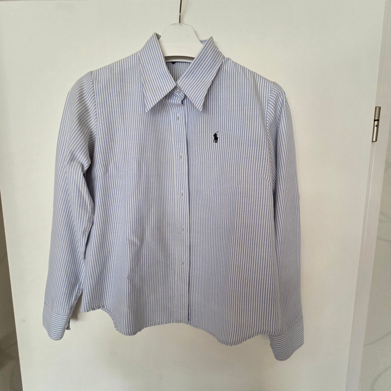 Ralph Lauren Polo Blouse Lichtblauw/Wit Gestreep Maat XL, Blauw, Maat 46/48 (XL) of groter, Ralph Lauren Polo, Ophalen of Verzenden
