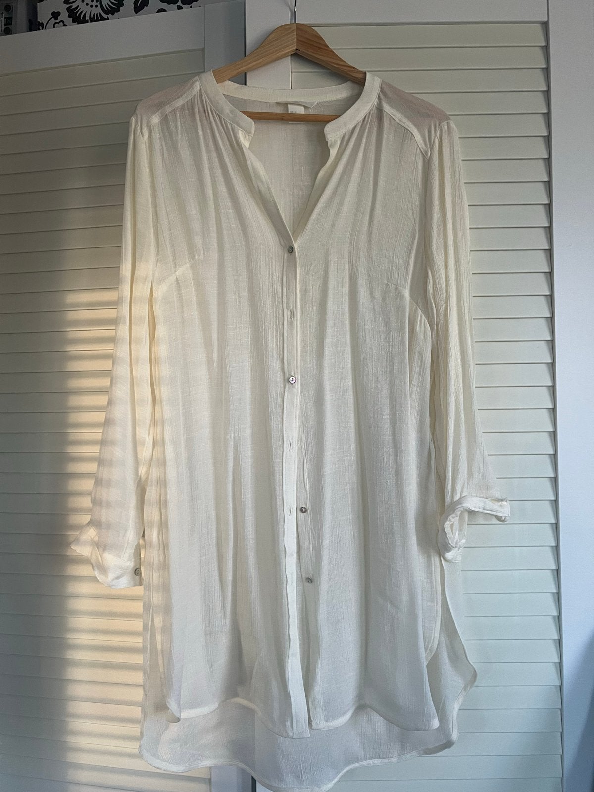 Witte blouse van H&M, maat 40, Ophalen of Verzenden, Gedragen, Maat 42/44 (L), Wit