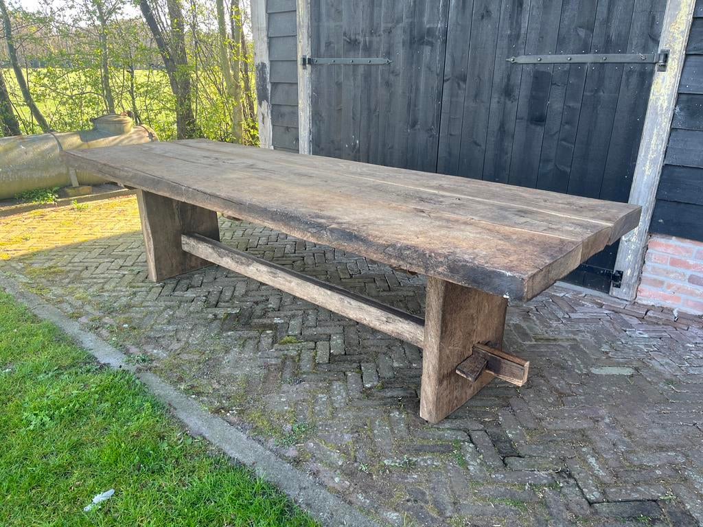 Te koop oud eiken kloostertafel, Huis en Inrichting, Tafels | Eettafels, Ophalen, Eikenhout, 200 cm of meer, 50 tot 100 cm