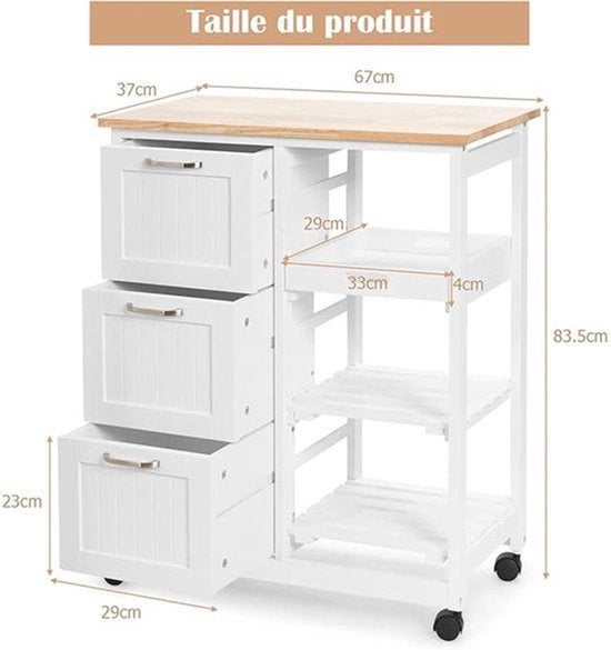 Keukentrolley – Keukenwagen – Serveerwagen – Opbergtrolley, Corvance B.V., Verzenden, Nieuw, Corvancebol@gmail.com