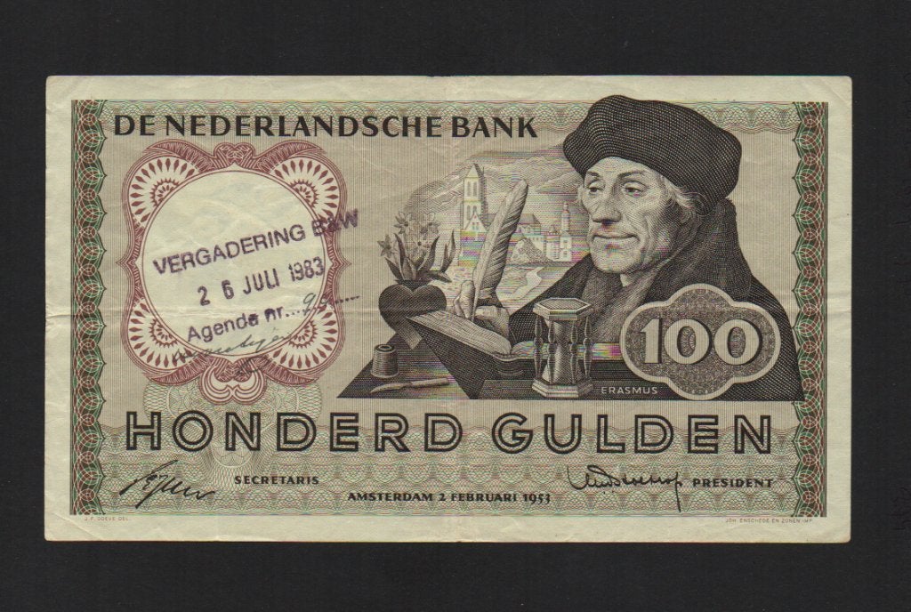 100 Gulden Bankbiljet 1953 Zeer Fraai Biljet, Postzegels en Munten, Bankbiljetten | Nederland, Ophalen of Verzenden, 100 gulden