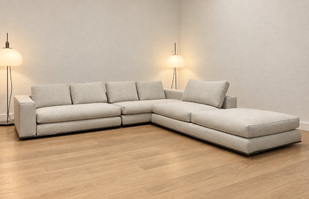 NIEUW Minotti Hamilton Hoekbank + GARANTIE | NP €30.000, Minotti, Hoekbank, Www.designplaats.nl, Vierpersoons of meer