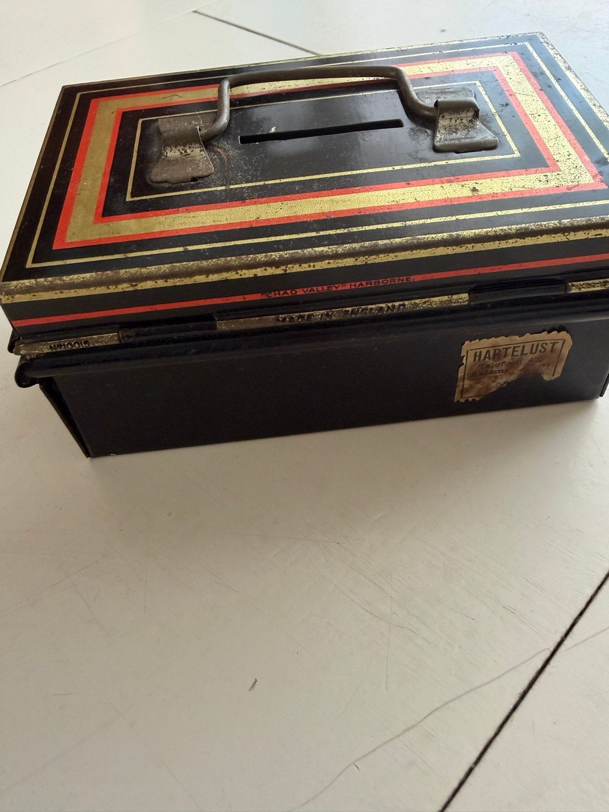 Vintage  retro Spaarpot Metaal - Jaren '70 Design, Ophalen of Verzenden, Gebruikt, Metaal of Blik, Overige thema's