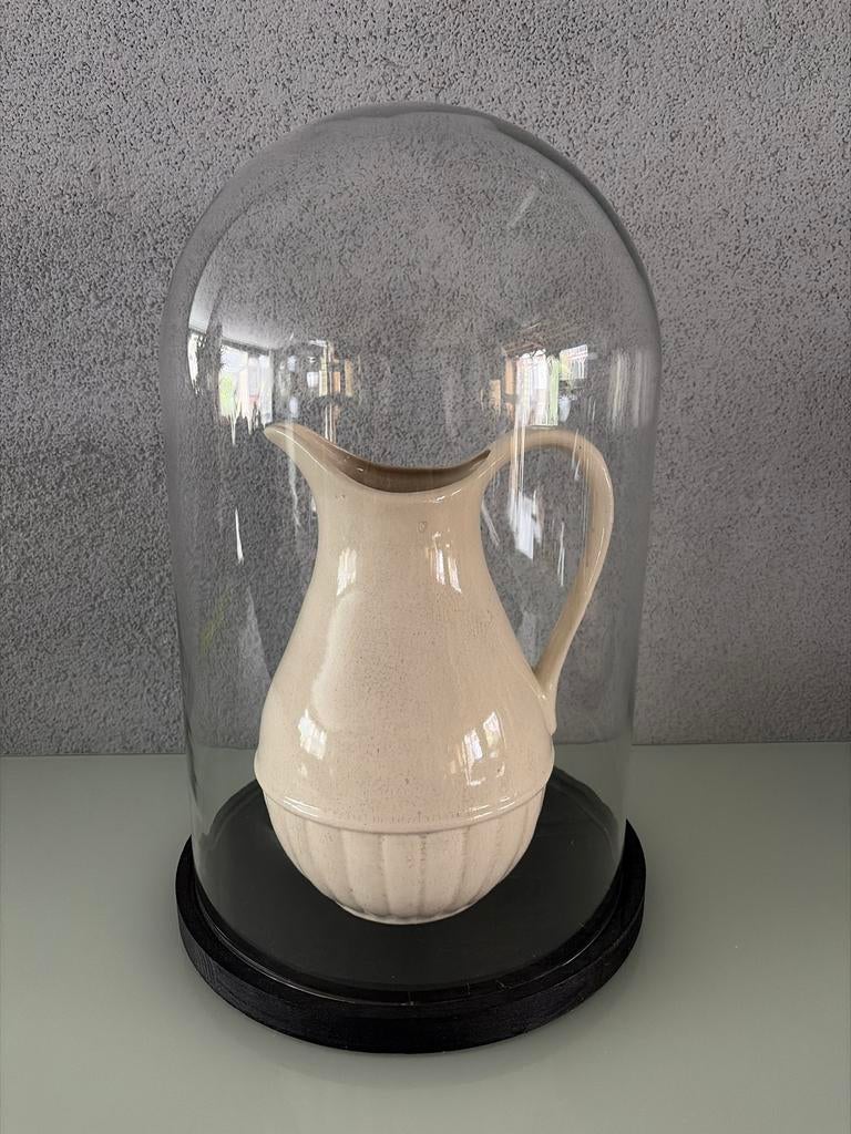 Glazen stolp met zwarte bodem - Ø 25cm, H 39cm, Ophalen of Verzenden, Zo goed als nieuw